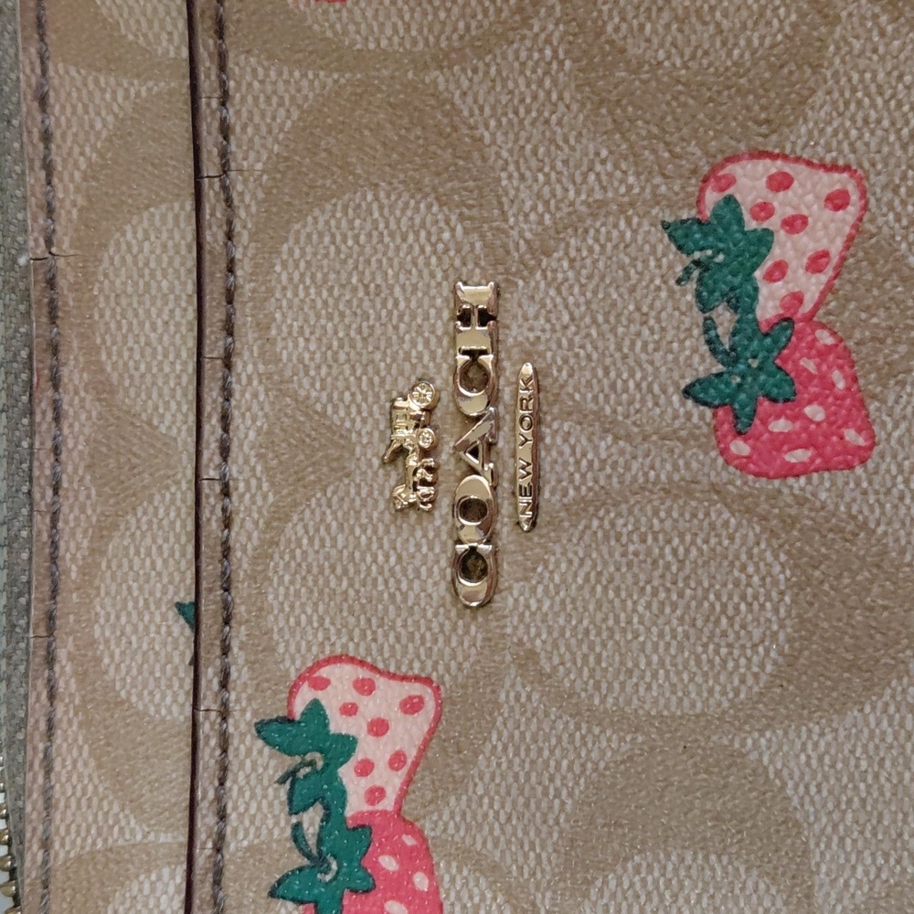 Coach Jaimie Mini Camera Bag Tan Crossbody Bag with Wild Strawberry Design - Picture 6 of 16